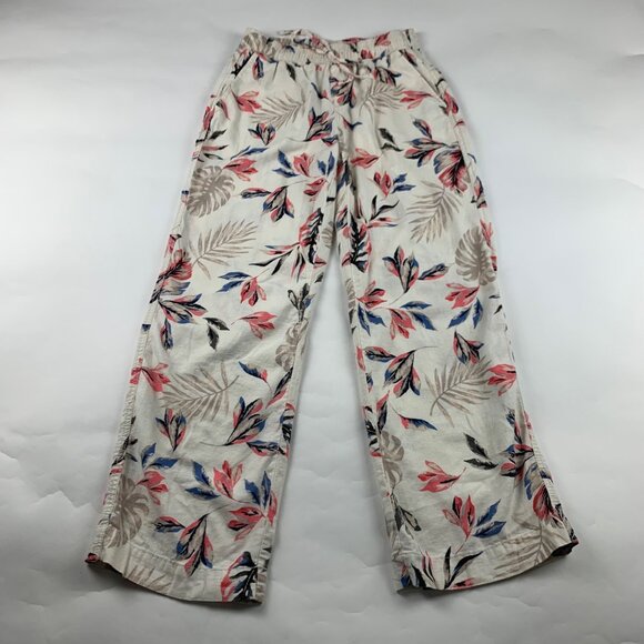 Briggs Floral Palm Print Linen Blend Relaxed Leg Lounge Pant M - Picture 1 of 7